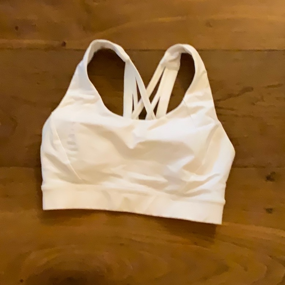 Women's White Strappy Sports Bra